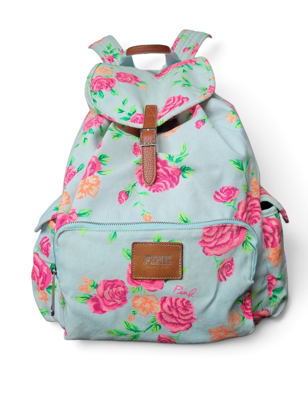 VS PINK Rose Floral Canvas Campus Backpack Archival